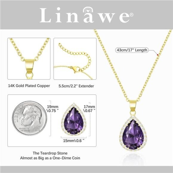 Linawe Crystal Chain Necklace for Women Trendy, Imitation Diamond Pendant - Picture 2 of 6